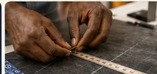 tailor measuring fabric by hand